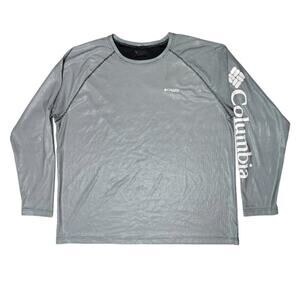 COLUMBIA PFG Men's Solar Shade Men's 3XL Metallic Silver Long Sleeve Shirt Fish